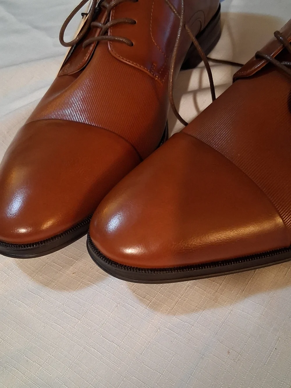 Men's Tan Leather Lace-Up Derby Shoes 14 260937